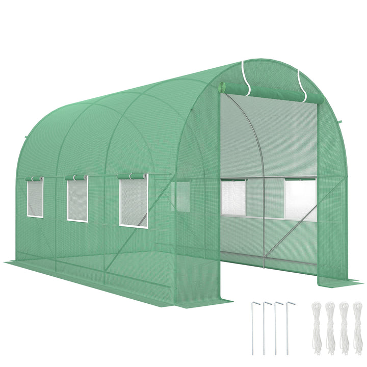Estufa Verde Aço Plástico com janelas 350 x 200 x 200cm
