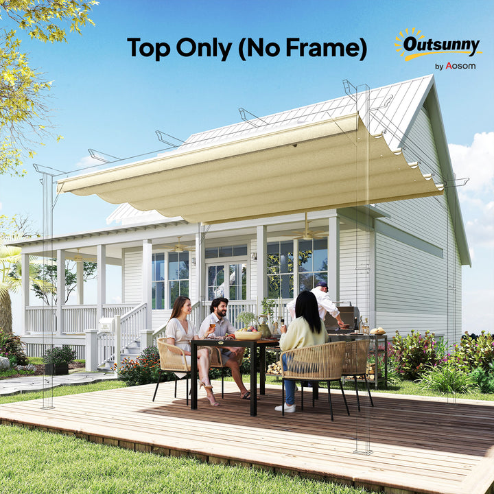 Cobertura para Pérgola 3,5x2,5 m Teto de Substituição Retrátil para Pérgola com 10 Orifícios de Drenagem Creme