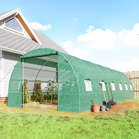 Estufa para Terraço ou Jardim - Cor Verde - Aço Polietileno - 8x3x2 m