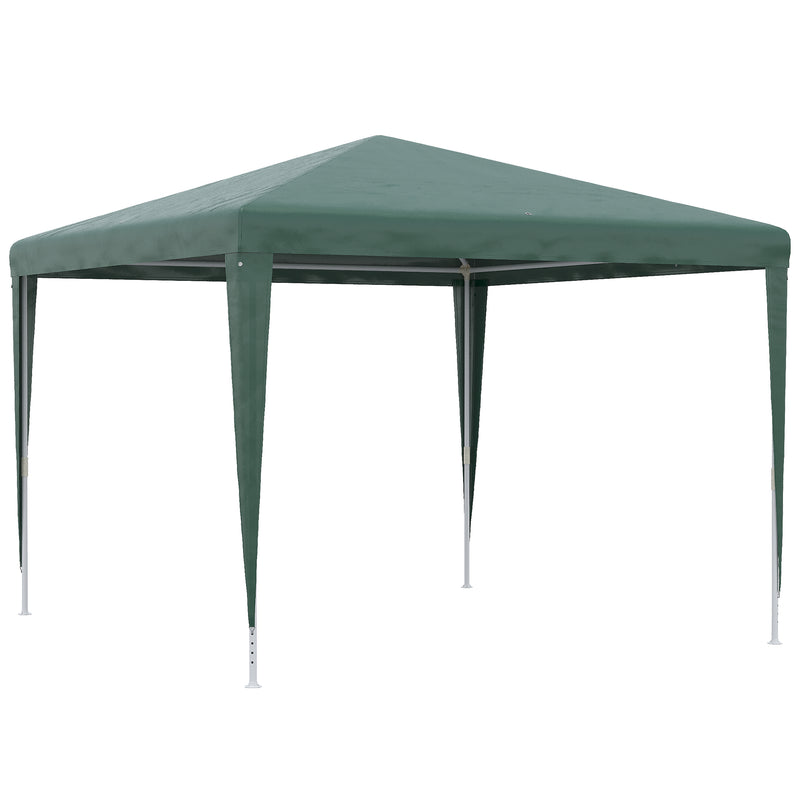 Tenda Desmontável 3x3 m Tenda de Jardim com 4 Orifícios de Drenagem e Estrutura de Aço para Varanda Pátio Exterior Campismo Verde