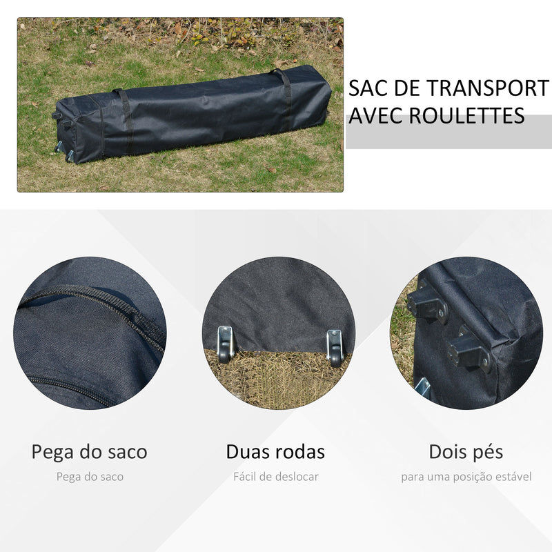 Tenda Dobrável 3,85x3,85 m Tenda de Jardim com Telhado Duplo Altura Ajustável com Bolsa de Transporte Proteção UV para Festas Casamentos Cáqui e Café