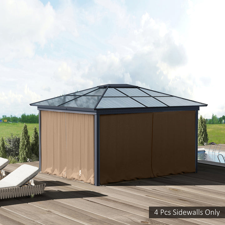 4 Paredes Laterais para Tenda 302x205 cm Laterais para Tenda Universal com Ganchos e Argola em C para Tenda de Jardim Terraço Marrom