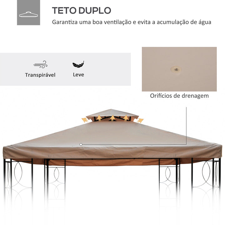 Toldo de Substituição 4x3m para Pérgola de Jardim 2 Níveis Respirável com 10 Orifícios de Drenagem Cobertura de Substituição de Pérgola Exterior Creme