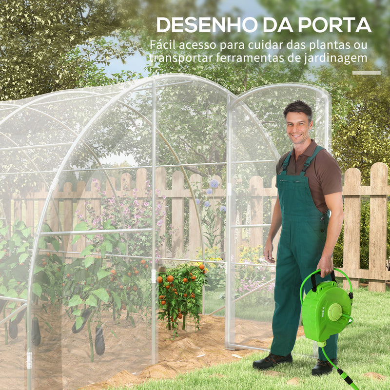 Estufa de Túnel 4x3x2 m Estufa de Jardim com 2 Portas Estufa para Horticultura com Teto Arredondado para Cultivo de Plantas e Flores Transparente