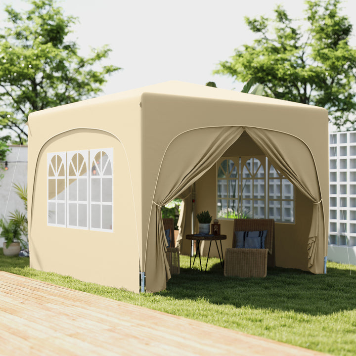 Tenda Dobrável Tenda 3x3 m com Painéis Laterais UPF50+ Tenda de Jardim com Altura Ajustável e Bolsa de Transporte para Campismo Festas Pátio Areia