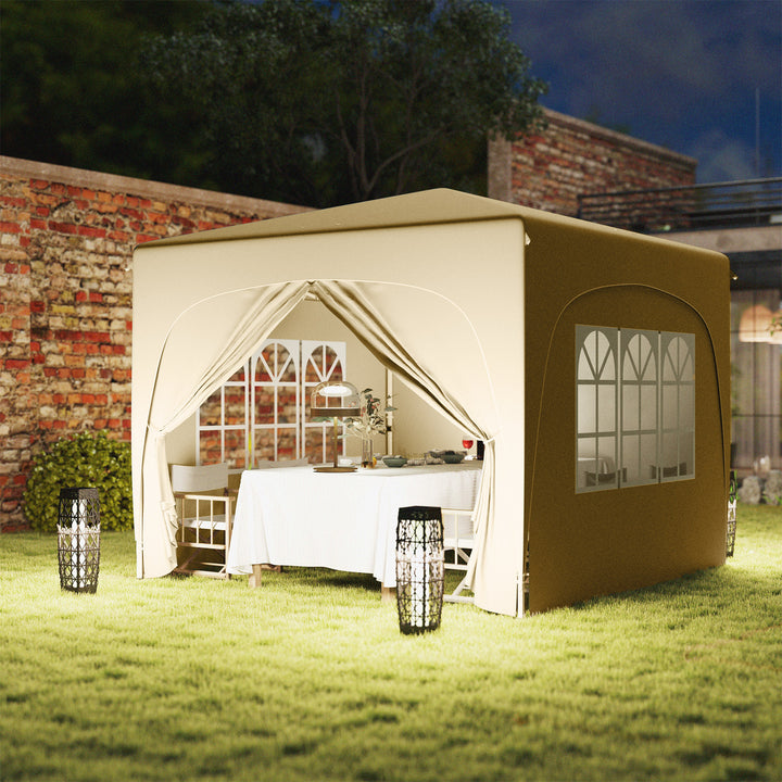 Tenda Dobrável Tenda 3x3 m com Painéis Laterais UPF50+ Tenda de Jardim com Altura Ajustável e Bolsa de Transporte para Campismo Festas Pátio Areia