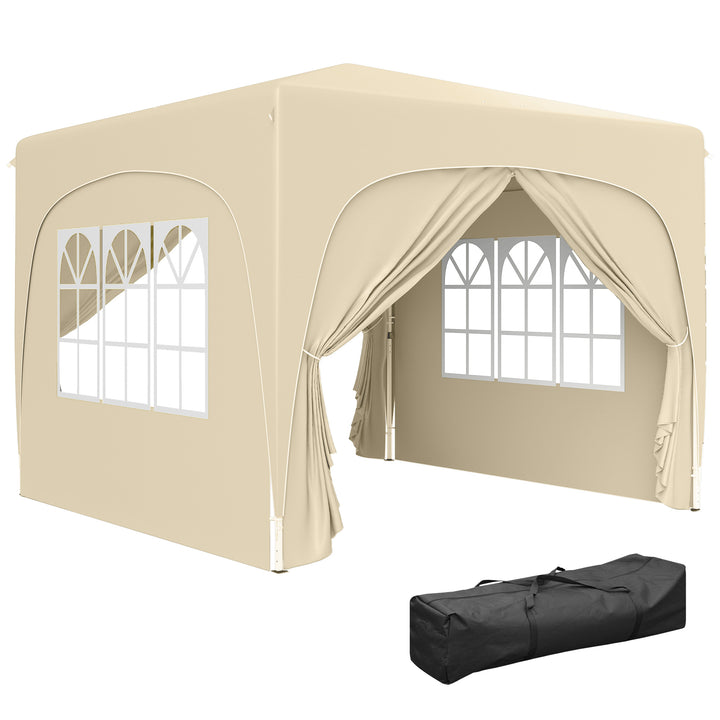 Tenda Dobrável Tenda 3x3 m com Painéis Laterais UPF50+ Tenda de Jardim com Altura Ajustável e Bolsa de Transporte para Campismo Festas Pátio Areia