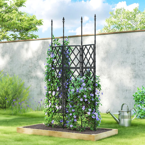 Suporte de Jardim Dobrável para Plantas Trepadeiras com Montagem DIY, Estrutura de Aço, Ideal para Frutas, Legumes, Flores e Decoração de Exterior, Terraço, 85x2x197 cm, Preto