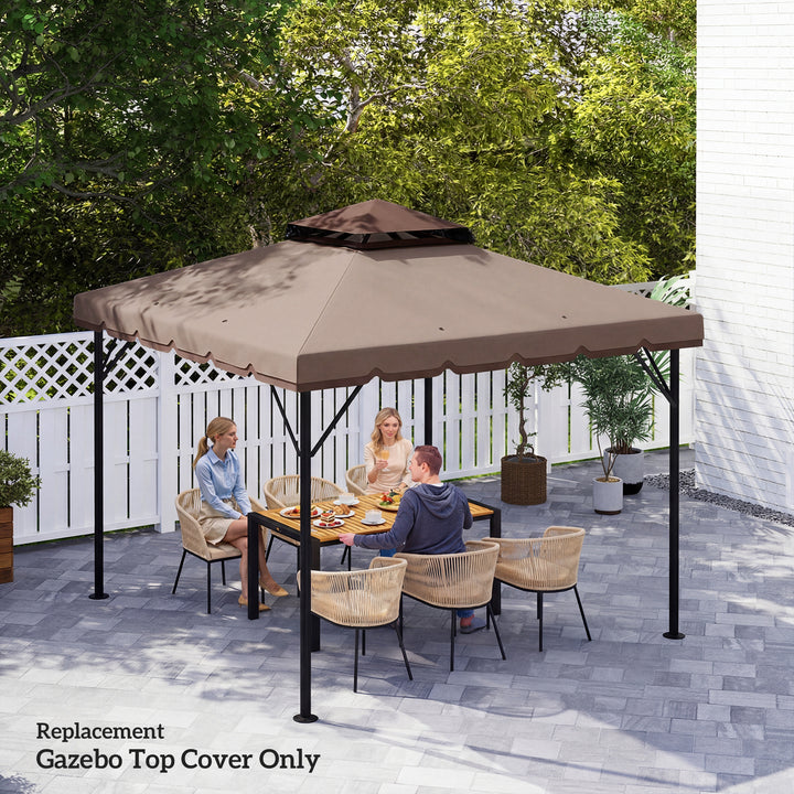 Teto de Substituição para Pérgola 3x3 m Cobertura com Teto Duplo 8 Orifícios de Drenagem e Proteção UPF 30+ APENAS Toldo de Substituição Caqui