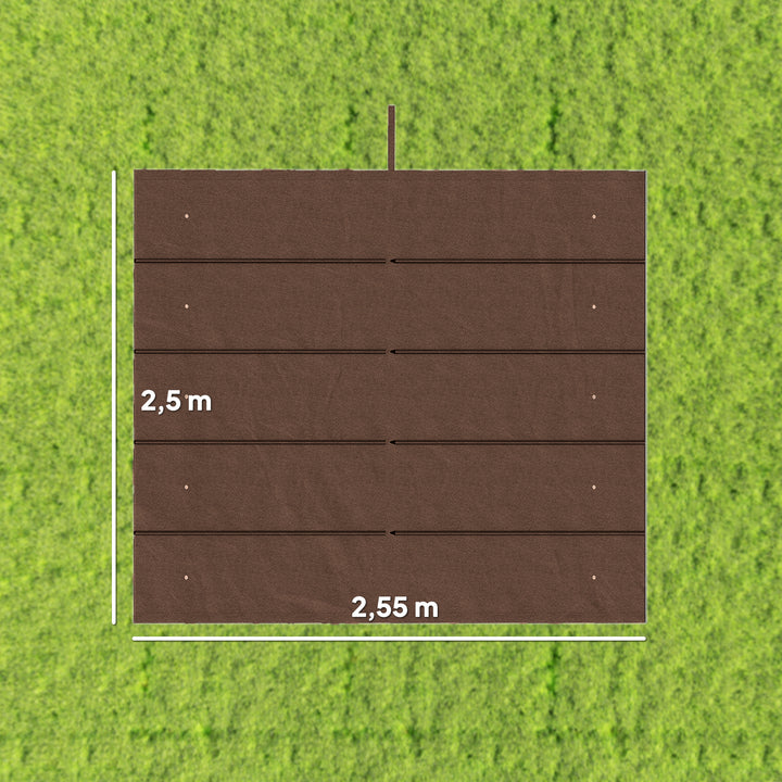 Cobertura para Pérgola 2,5x2,55cm Teto de Substituição Retrátil para Pérgola com 10 Orifícios de Drenagem Café