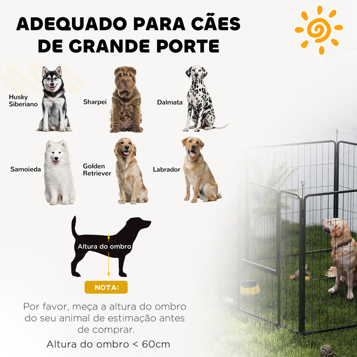 Parque para Cães com 6 Painéis de 100 cm de Altura Vedação Dobrável em Aço com Porta para Interior e Exterior Preto