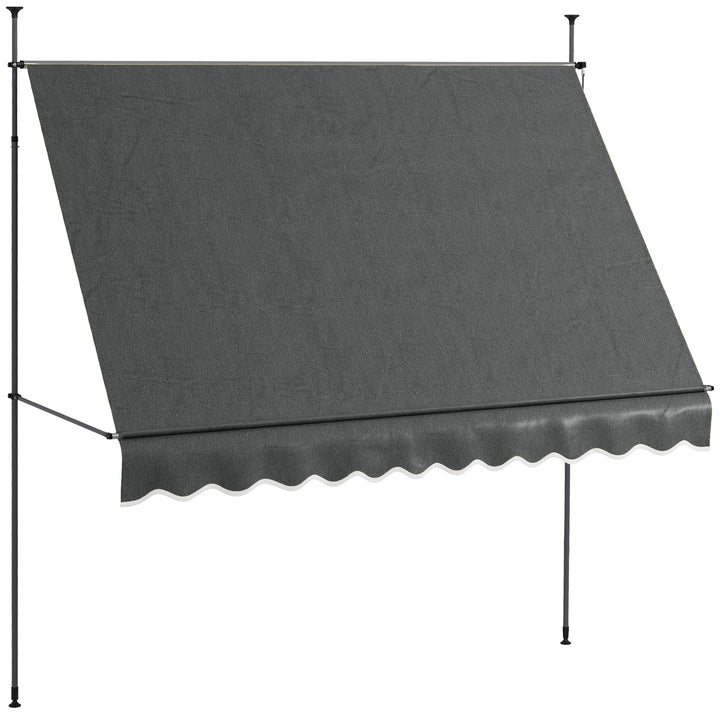 Toldo Manual Retrátil com Manivela 300x120x210-300 cm Toldo para Varanda com Altura Ajustável Impermeável e Anti-UV para Jardim Terraço Cinza Escuro