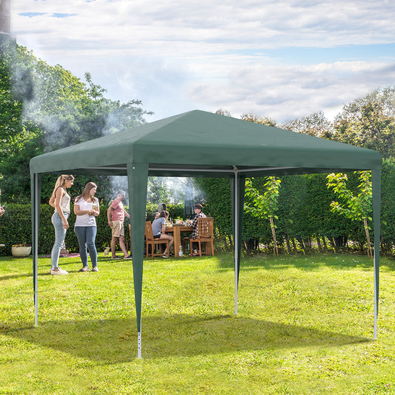 Tenda Desmontável 3x3 m Tenda de Jardim com 4 Orifícios de Drenagem e Estrutura de Aço para Varanda Pátio Exterior Campismo Verde