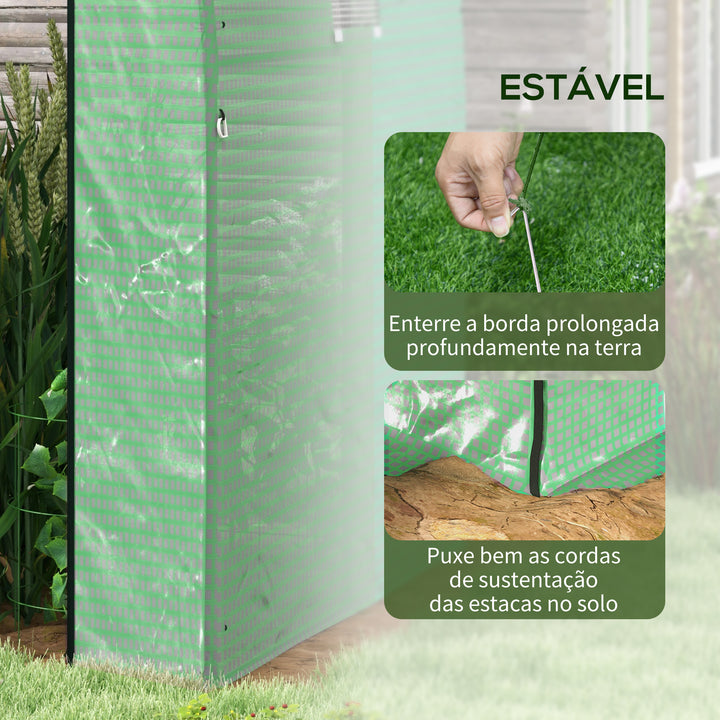 Estufa de Exterior Estufa de Túnel com 2 Portas Enroláveis 2 Janelas em Rede Cobertura PE 135g/m² Anti-UV, Estrutura em Aço para Cultivo e Plantas 180x180x200 cm Verde