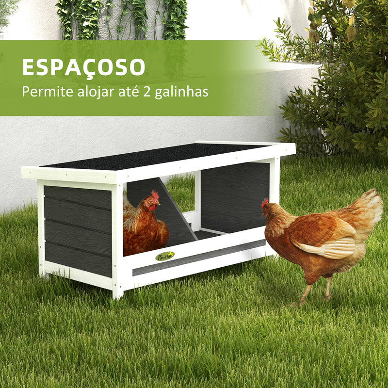 Ninho para Galinhas de Madeira Caixa Ninho para 2 Galinhas com 2 Compartimentos e Telhado Asfáltico para Interior e Exterior 66x37x34 cm Cinza