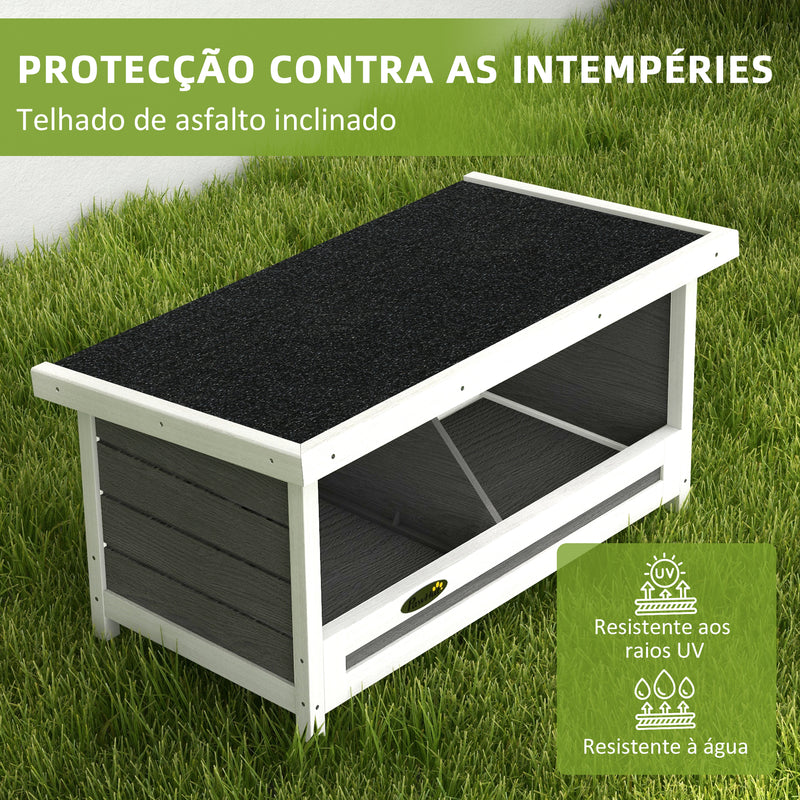 Ninho para Galinhas de Madeira Caixa Ninho para 2 Galinhas com 2 Compartimentos e Telhado Asfáltico para Interior e Exterior 66x37x34 cm Cinza