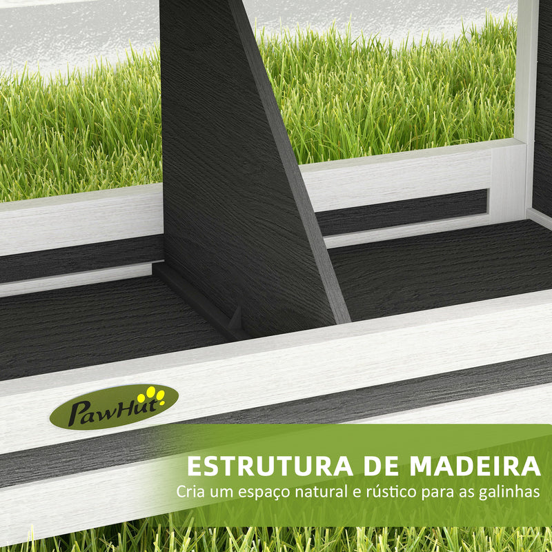 Ninho para Galinhas de Madeira Caixa Ninho para 2 Galinhas com 2 Compartimentos e Telhado Asfáltico para Interior e Exterior 66x37x34 cm Cinza