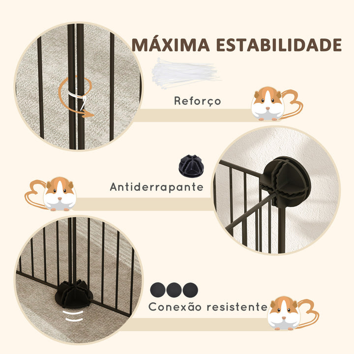Recinto de Metal para Animais de Estimação Recinto Metálico com 12 Painéis para Pequenos Animais Desmontável DIY 140x70x35 cm Preto