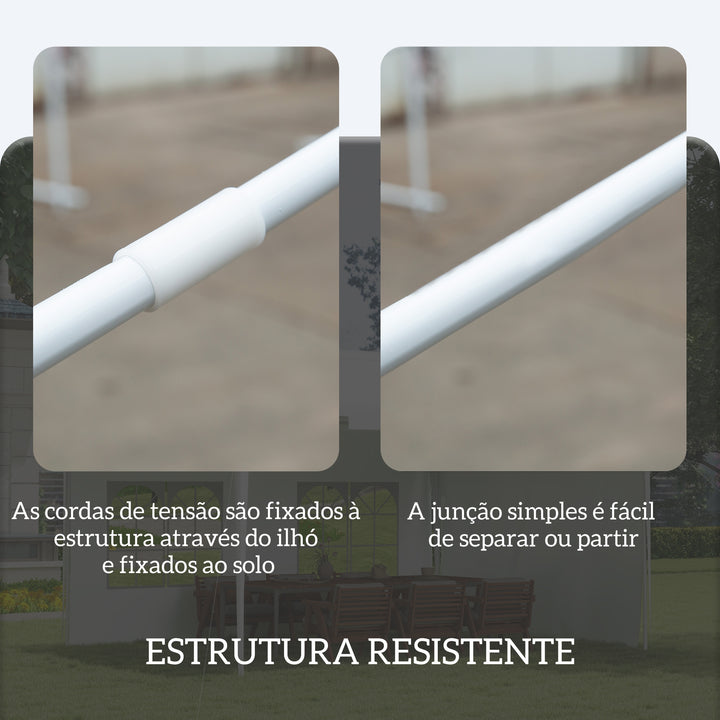 Tenda de Jardim 395x295x255 cm Tenda Desmontável de Exterior com 2 Paredes Laterais 2 Janelas Anti-UV para Pátio Varanda Branco