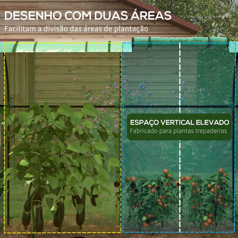 Estufa de Jardim Estufa Resistente com 4 Janelas 2 Portas com Fecho de Correr Anti-UV para Cultivo de Plantas em Terraço Pátio 185x94x150 cm Verde