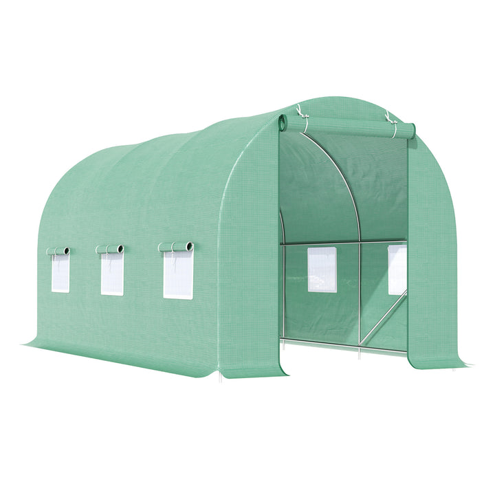 Estufa de Cultivo para Terraço ou Jardim – Cor verde – Tubo Aço e PE 140g/? - 450x200x200 cm