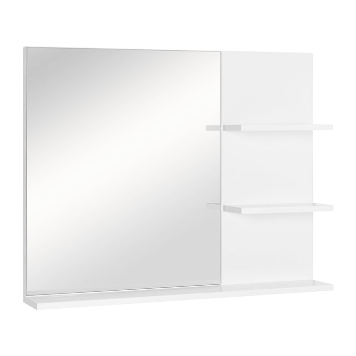 Espelho para Casa de Banho Espelho Casa de Banho para Pendurar na Parede com 3 Prateleiras 60x10x47cm Branco