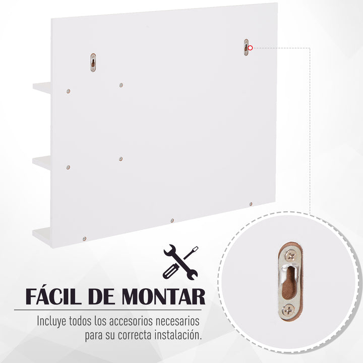 Espelho para Casa de Banho Espelho Casa de Banho para Pendurar na Parede com 3 Prateleiras 60x10x47cm Branco