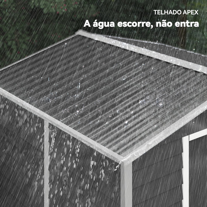 Abrigo de Jardim Exterior 4,4 m² 240x206x198 cm Abrigo de Jardim com Porta de Correr e Fechadura Armário para Jardim Pátio Cinza Escuro