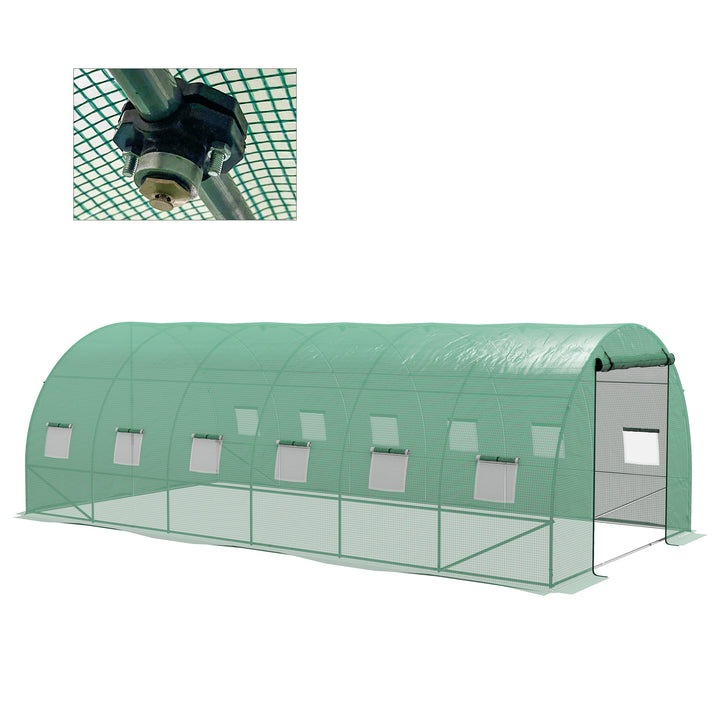 Estufa tipo Túnel 6x3x2 m Estufa de Exterior Com Sistema de Irrigação 12 Janelas com Malha e 1 Porta de Enrolar Estufa de Jardim Pátio Verde