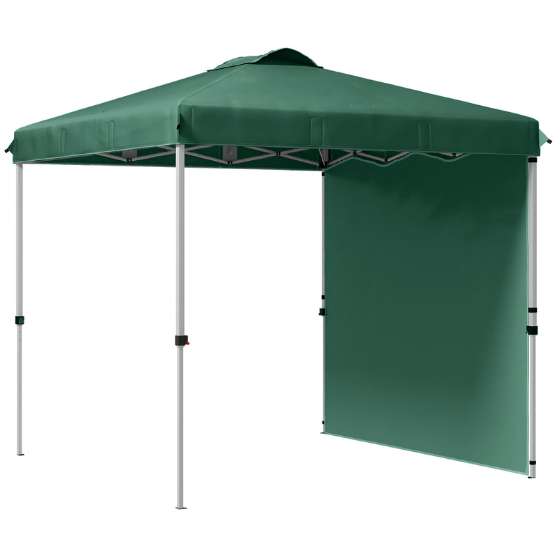 Tenda Dobrável 2,5x2,5 m Altura Ajustável Tenda de Jardim com 1 Parede Lateral Teto com Ventilação e Bolsa de Transporte para Acampamento Festas Verde