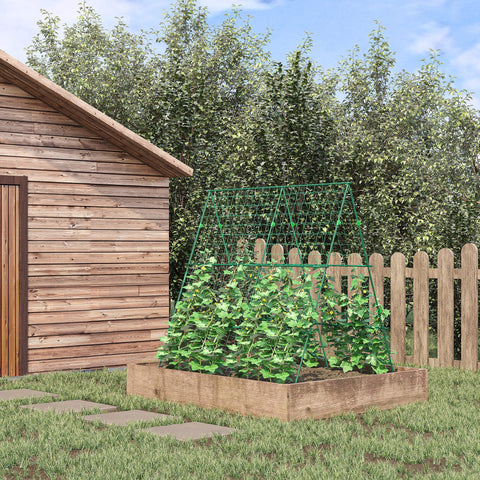 Treliça de Jardim Triangular Suporte para Plantas Trepadeiras com Estrutura em Aço para Frutas Legumes Flores e Decoração para Exterior Pátio Varanda 180x100x180 cm Verde