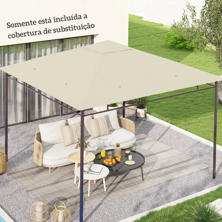 Teto de Reposição para Toldo 3x3 m Cobertura de Reposição com 8 Orifícios de Drenagem Ventilação e Proteção UV SOMENTE Cobertura para Tenda Creme