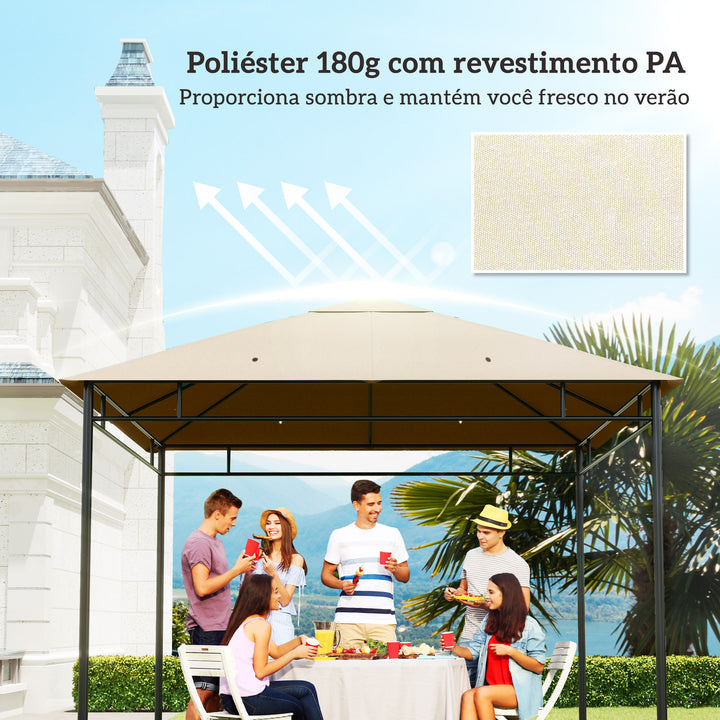 Teto de Reposição para Toldo 3x3 m Cobertura de Reposição com 8 Orifícios de Drenagem Ventilação e Proteção UV SOMENTE Cobertura para Tenda Creme