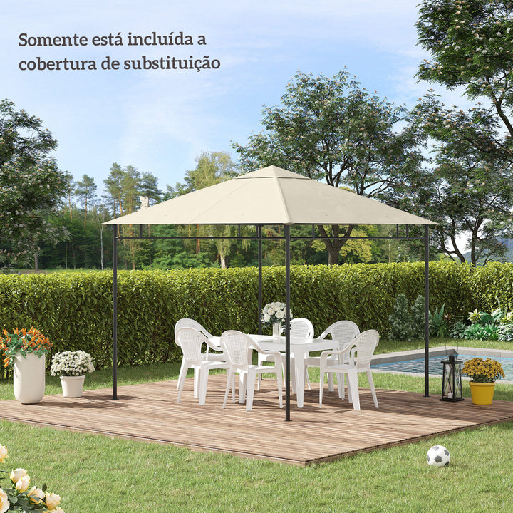 Teto de Reposição para Toldo 3x3 m Cobertura de Reposição com 8 Orifícios de Drenagem Ventilação e Proteção UV SOMENTE Cobertura para Tenda Creme
