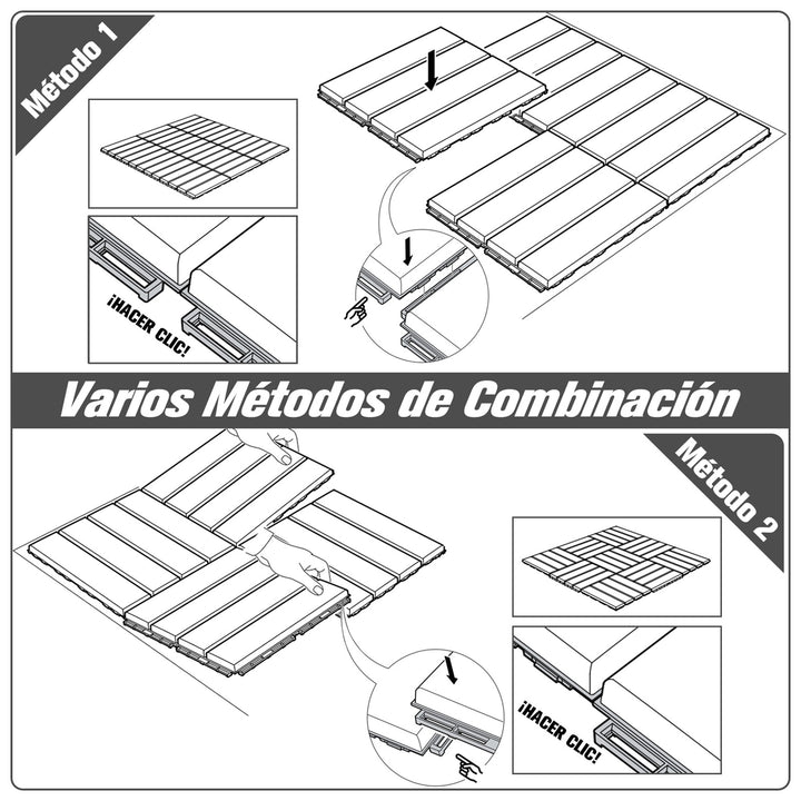 Pisos para áreas externas 30x30 Pacote de 9 peças Cobre 0,81 m² Preto