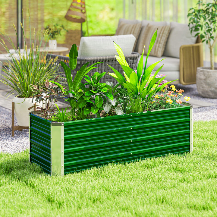 Caixa de Plantio de Aço com Luvas Caixa de Plantio Retangular para Cultivos de Plantas Flores para Terraço Jardim Exterior 125x47x40cm Verde