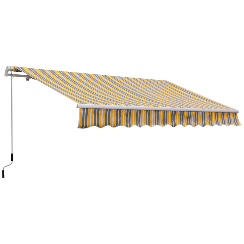 Toldo Manual 3,5x2,5 m de Alumínio Toldo de Varanda Pátio com e Proteção Solar UV para Jardim Exterior Amarelo e Cinza