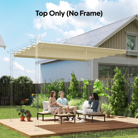 Cobertura para Pérgola 3,5x2,5 m Teto de Substituição Retrátil para Pérgola com 10 Orifícios de Drenagem Creme