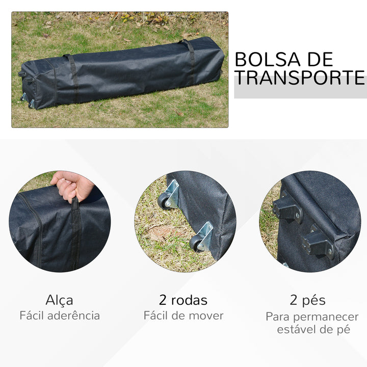 Tenda Dobrável 3x3 Portátil de Jardim com Bolsa de Transporte com Rodas Aço para Exterior Festas Campismo Verde
