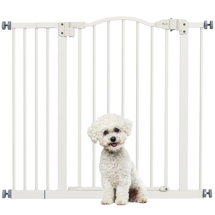 Barreira de Segurança para Cães Barreira com Largura Ajustável 74-94 cm Barreira para Cães com Extensão para Escadas e Portas Branco