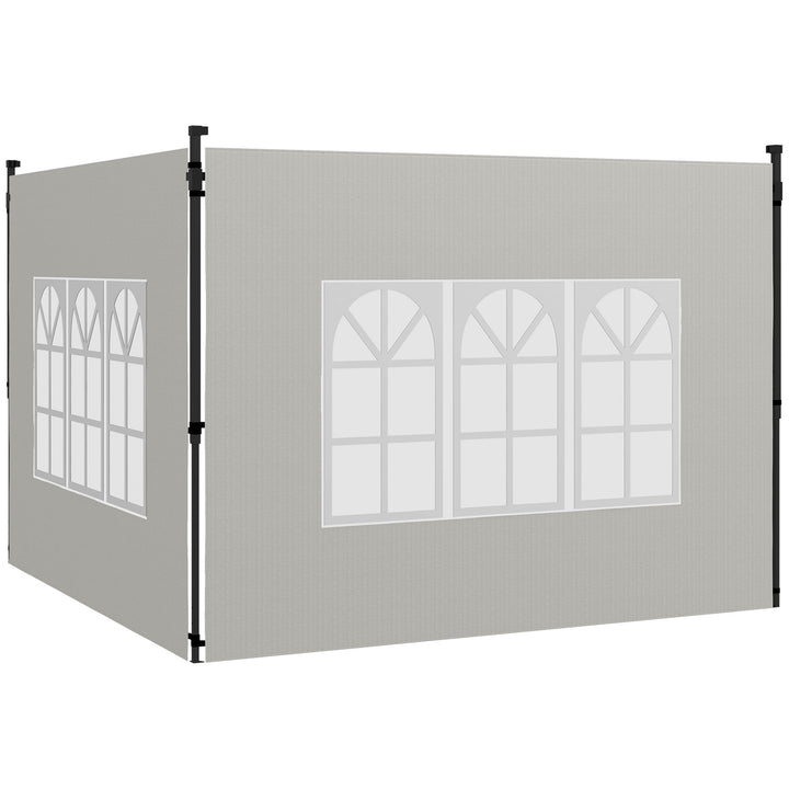 Conjunto de 2 Paredes Laterais para Tendas de 3x3m e 3x6m Paredes Laterais para Tendas com Janelas Transparentes 293x193cm Branco