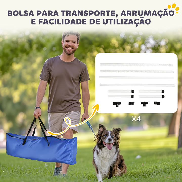 Conjunto de Treinamento de Agilidade para Cães Animais de Estimação 4 Peças Obstáculos de Salto com Altura Ajustável e Bolsa de Transporte para Exteriores 95x65x95cm Branco