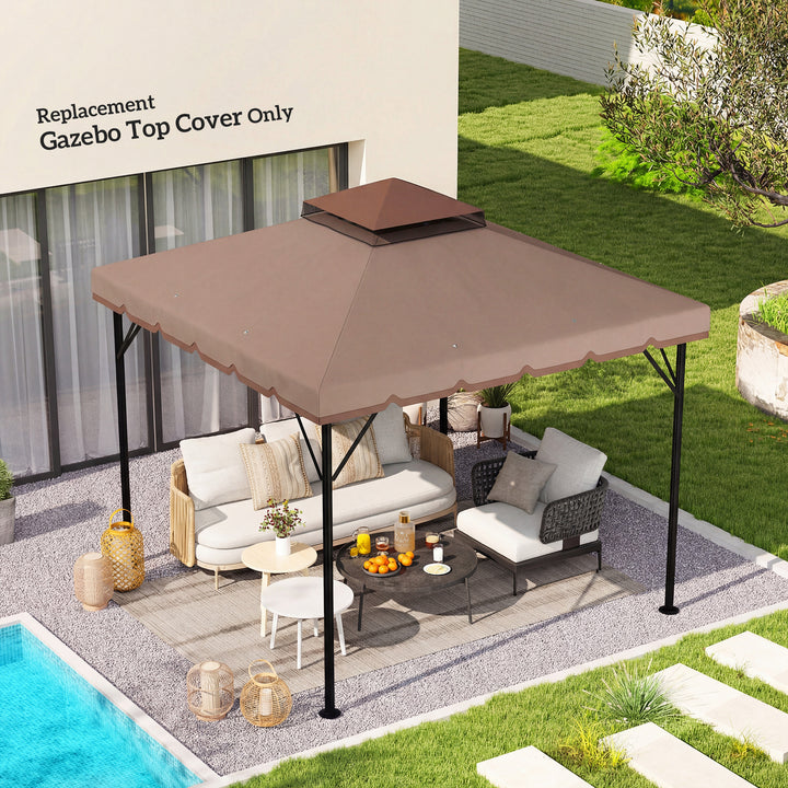 Teto de Substituição para Pérgola 3x3 m Cobertura com Teto Duplo 8 Orifícios de Drenagem e Proteção UPF 30+ APENAS Toldo de Substituição Caqui