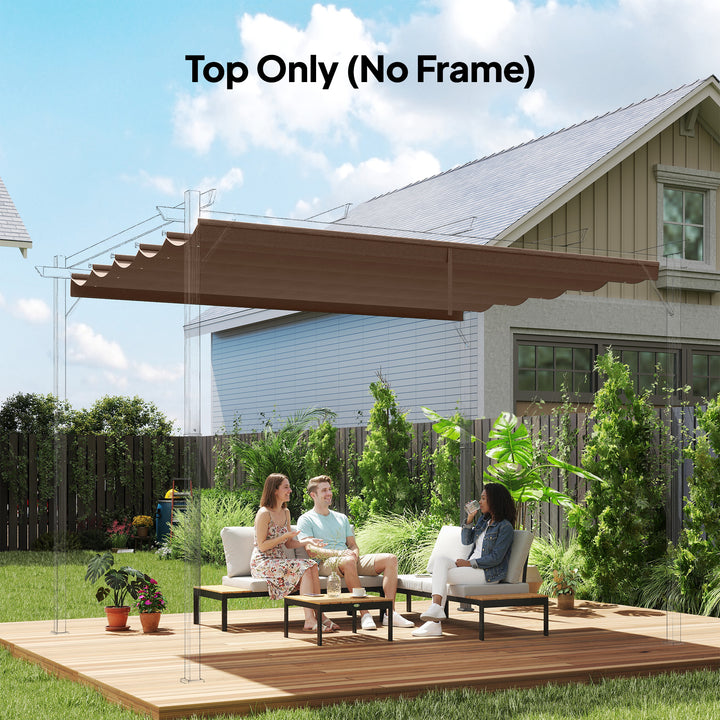 Cobertura para Pérgola 3,5x2,5 m Teto de Substituição Retrátil para Pérgola com 10 Orifícios de Drenagem Café