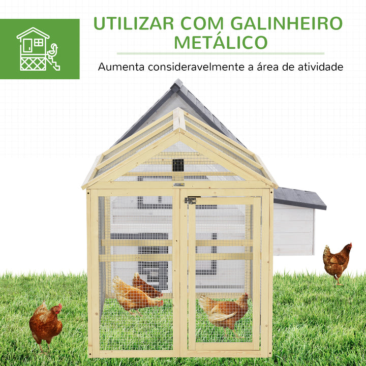 Galinheiro para Exterior 140x88,5x106 cm Galinheiro para 1-3 Galinhas com 3 Poleiros Estrutura de Madeira e 2 Portas com Fechadura para Pátio Madeira Clara