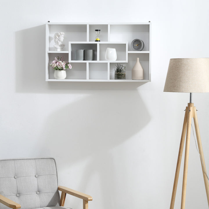 Decorativa Prateleira Conjunto de 8 Prateleiras Prateleiras de Livros Prateleiras Flutuantes Cubos Modernos 85x14.5x47.5 cm de carga 20 kg De Madeira