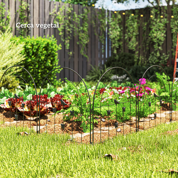 Vedações para Jardim Metálicas 300x70 cm Conjunto de 5 Vedação Decorativas para Jardim de Aço Combinação Livre Barreira para Animais para Terraço Pátio Relva Preto