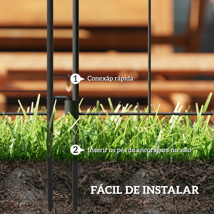 Vedações para Jardim Metálicas 300x70 cm Conjunto de 5 Vedação Decorativas para Jardim de Aço Combinação Livre Barreira para Animais para Terraço Pátio Relva Preto