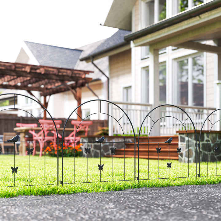 Vedações para Jardim Metálicas 300x70 cm Conjunto de 5 Vedação Decorativas para Jardim de Aço Combinação Livre Barreira para Animais para Terraço Pátio Relva Preto