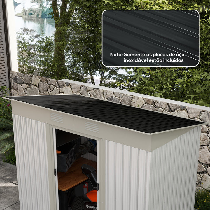 Conjunto de 12 Painéis para Teto de Aço Galvanizado Chapas Perfiladas de Teto 7m² para Abrigo de Ferramentas Abrigo Exterior 129x45cm Cinzento Escuro